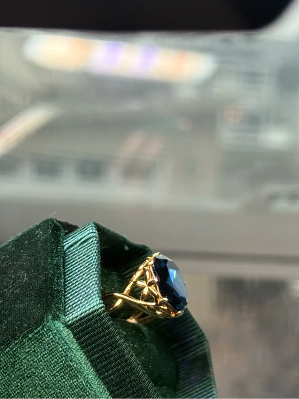 Blue oval zirconia s925+gold plated ring - Picture 3 of 5